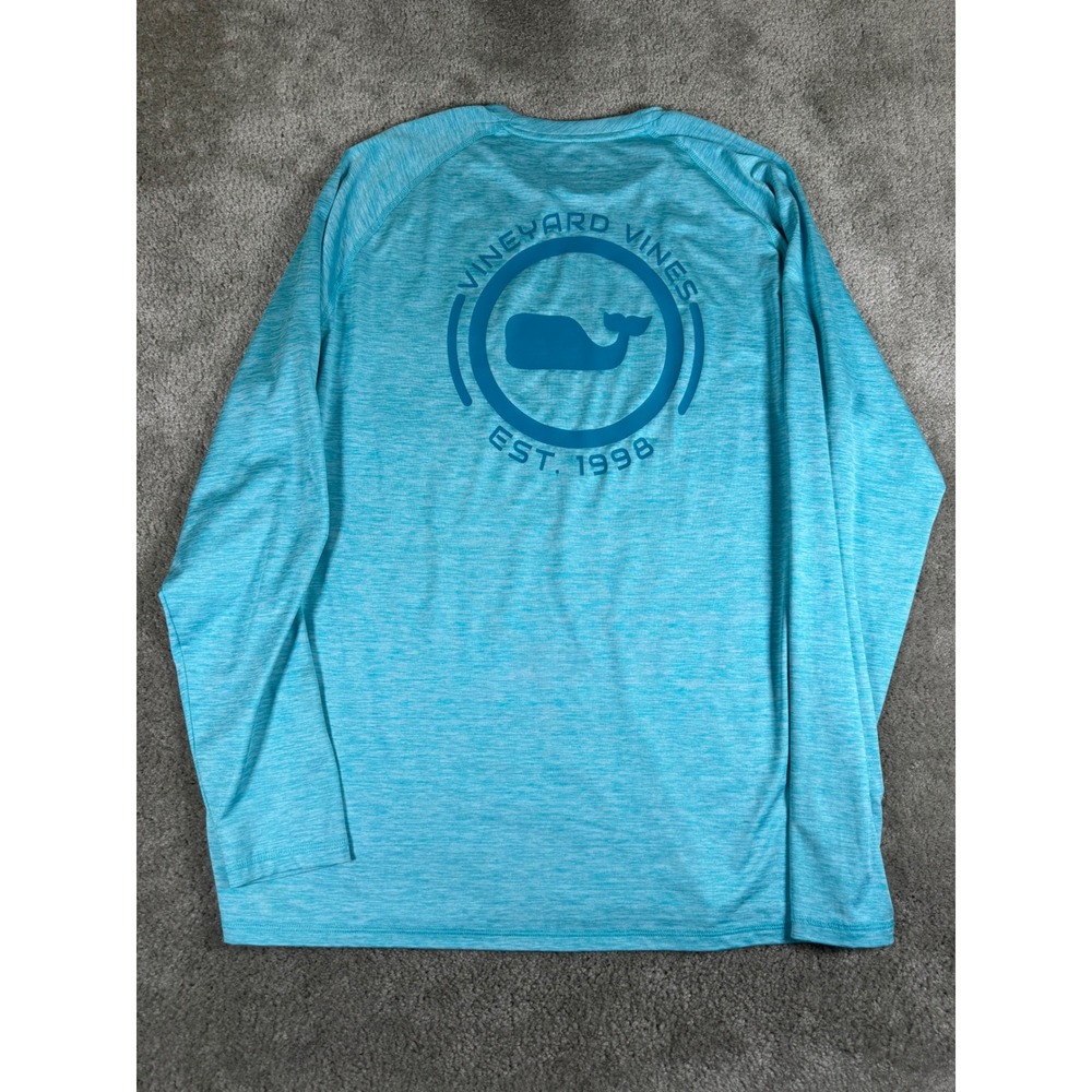 Vineyard Vines Performance Long Sleeve Shirt Aqua Blue Heather Mens XL Whale - Picture 2 of 7